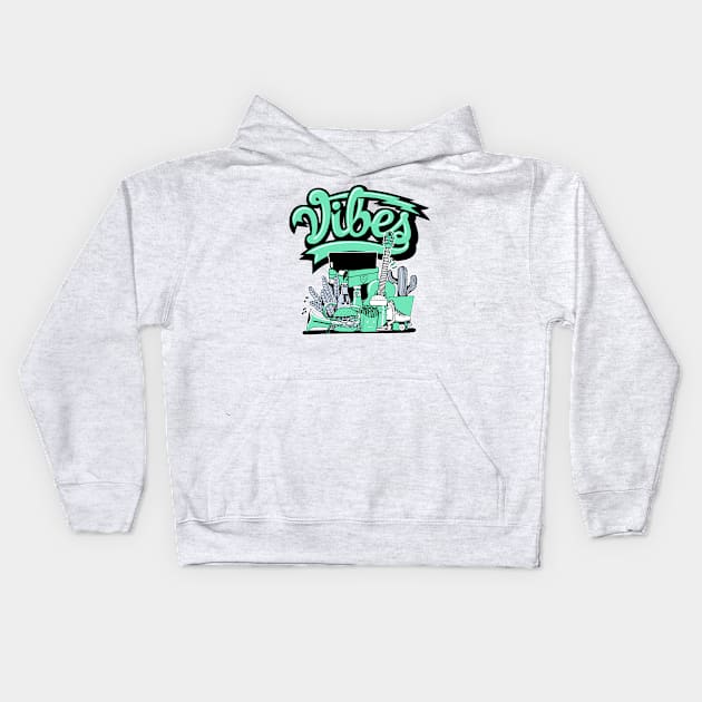 Vibes Mint Foam Shirt Kids Hoodie by funandgames